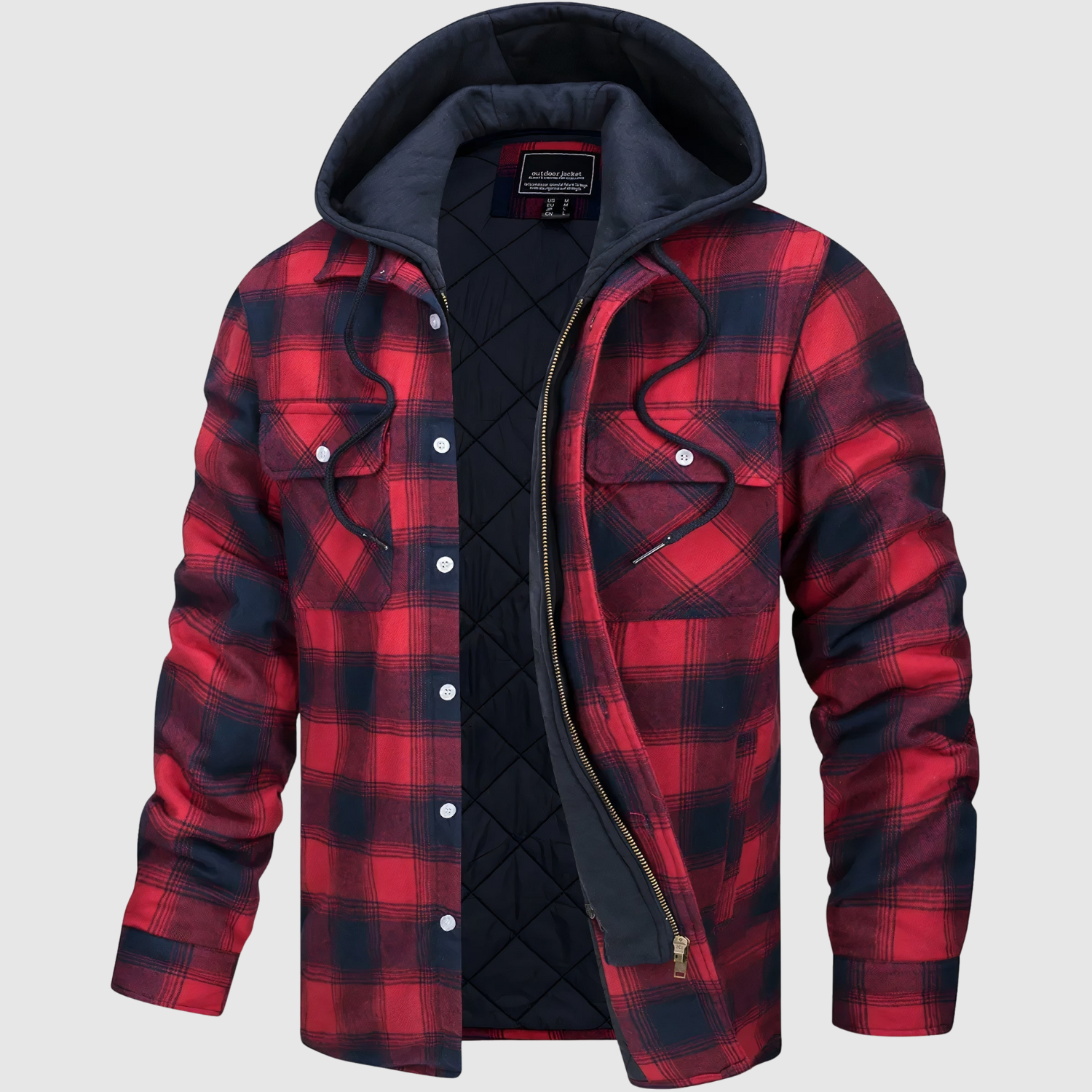 Šimon – Veste en laine à carreaux avec capuche