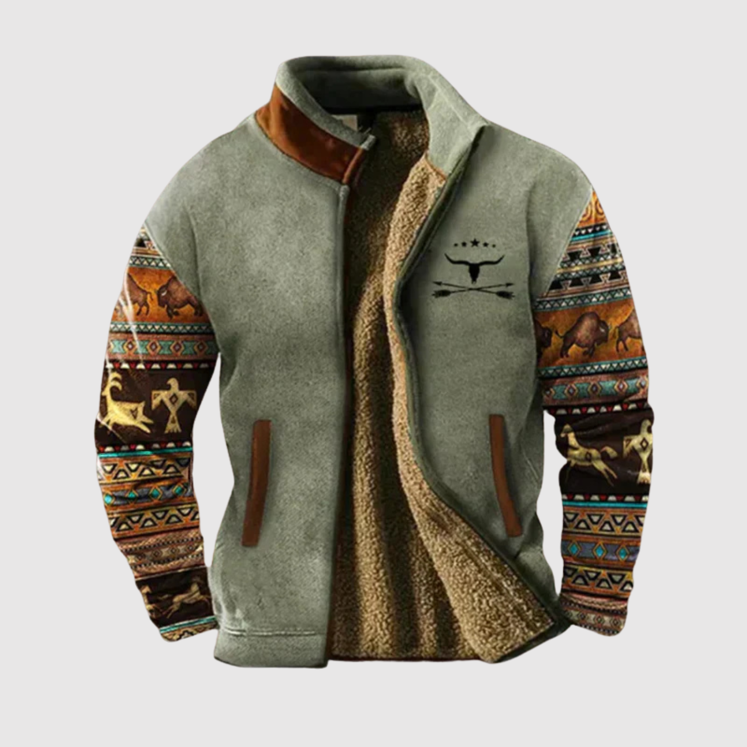 Marek - Veste sherpa avec des détails ethniques