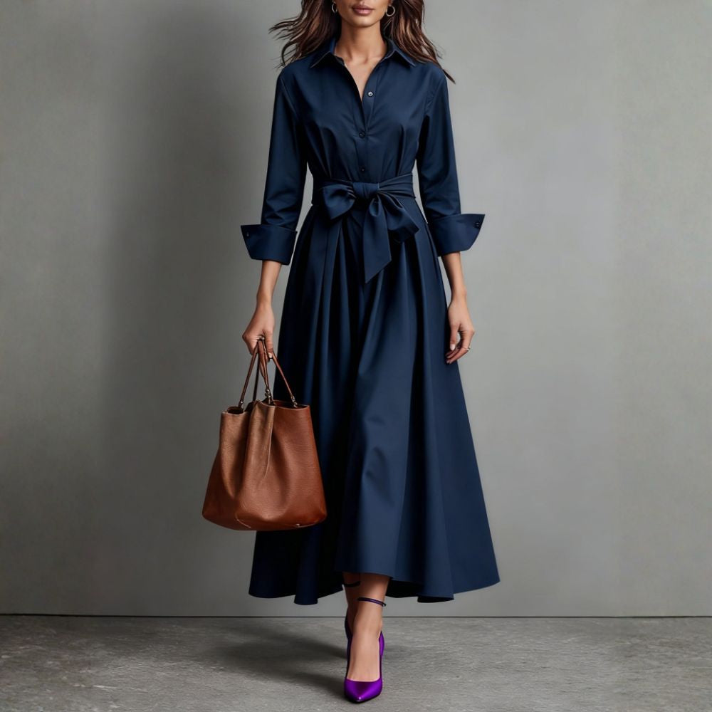 Natalie- Robe chemise élégante avec ceinture à la taille