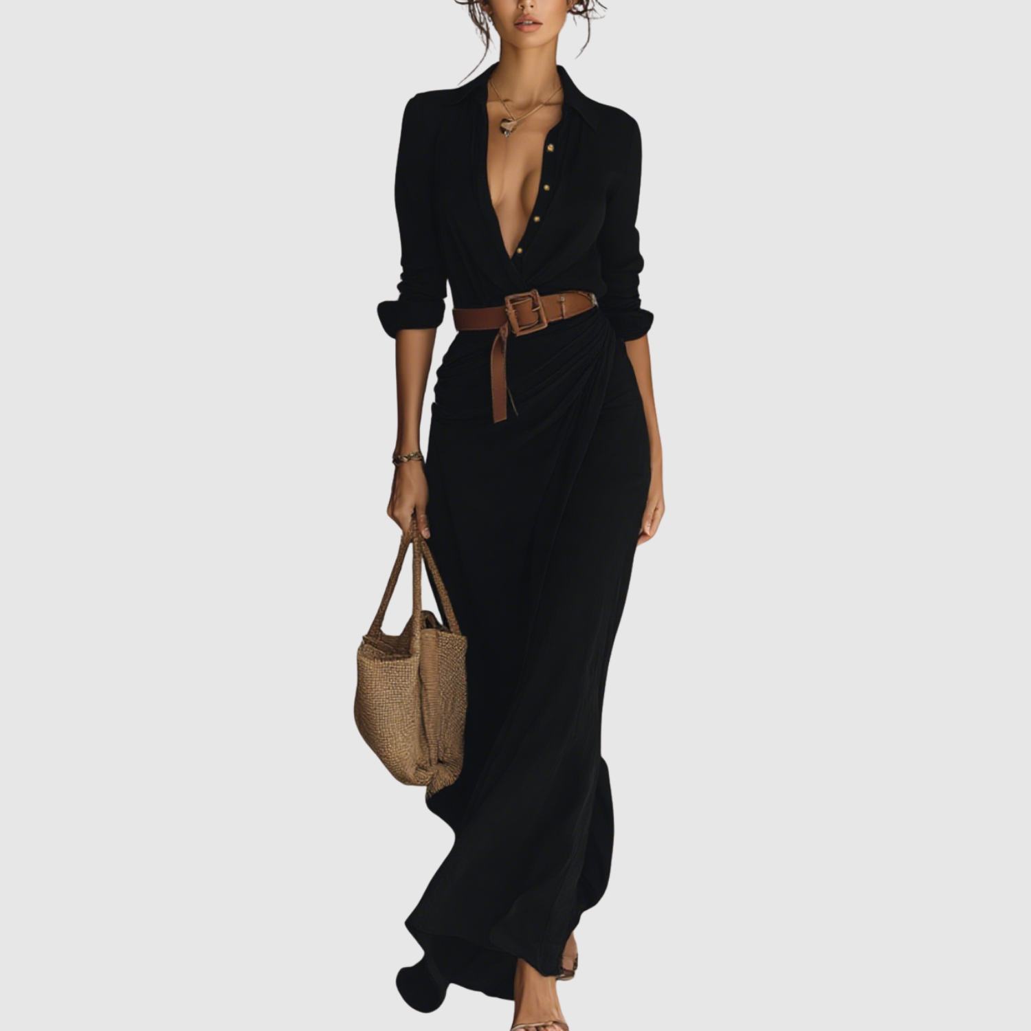 Léna – Robe longue aérienne avec un décolleté élégant