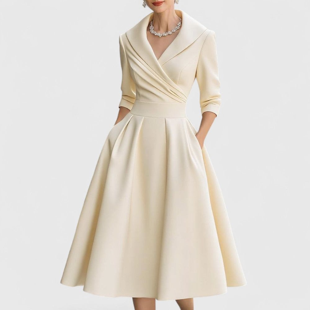 Zoé - Robe midi élégante avec décolleté en portefeuille