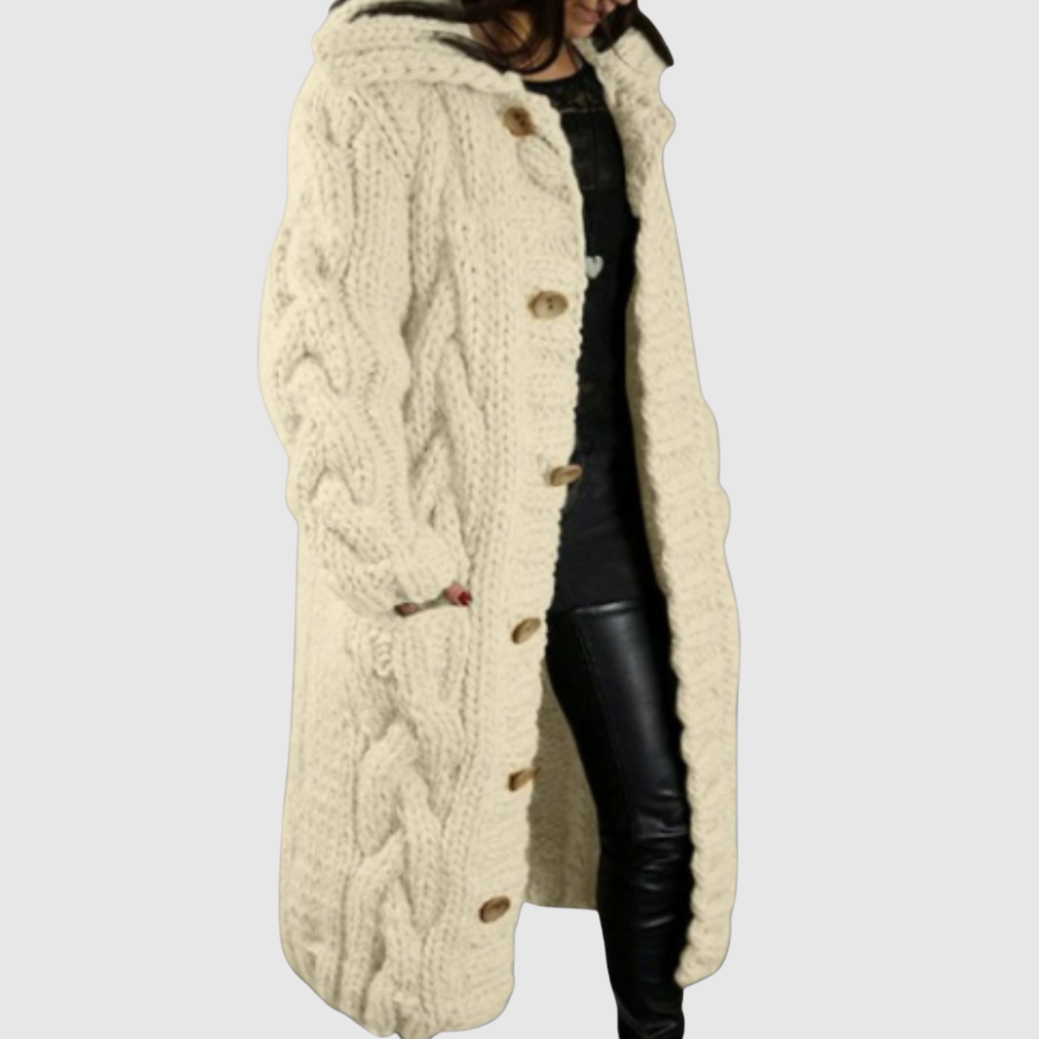 Jelena - Manteau long en tricot avec un relief moderne