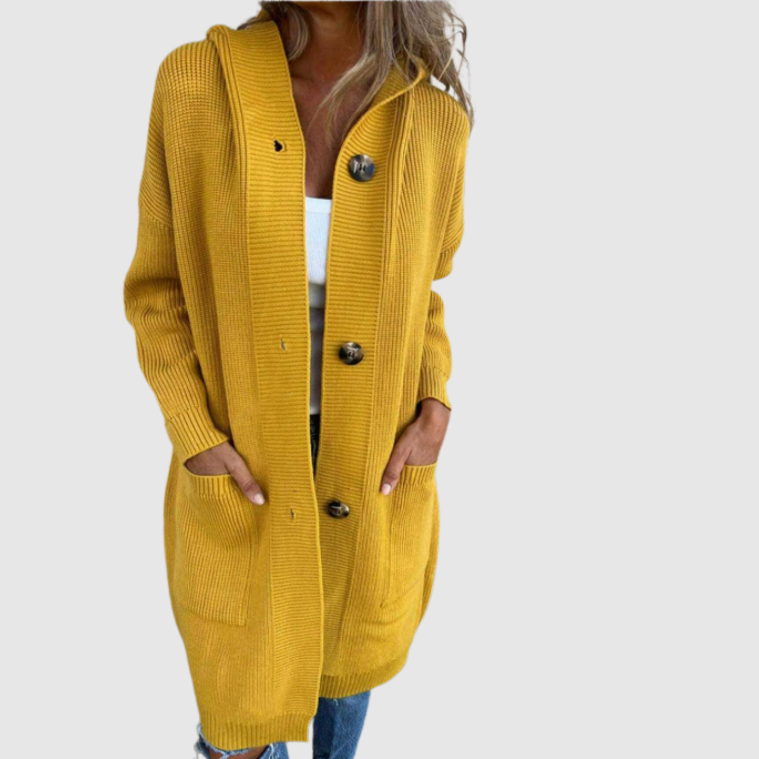 Jelena - Long cardigan à boutons pour femmes