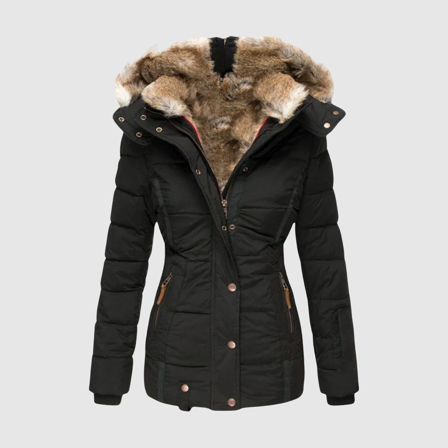 Jelena – Parka avec une silhouette cintrée et un col en fourrure