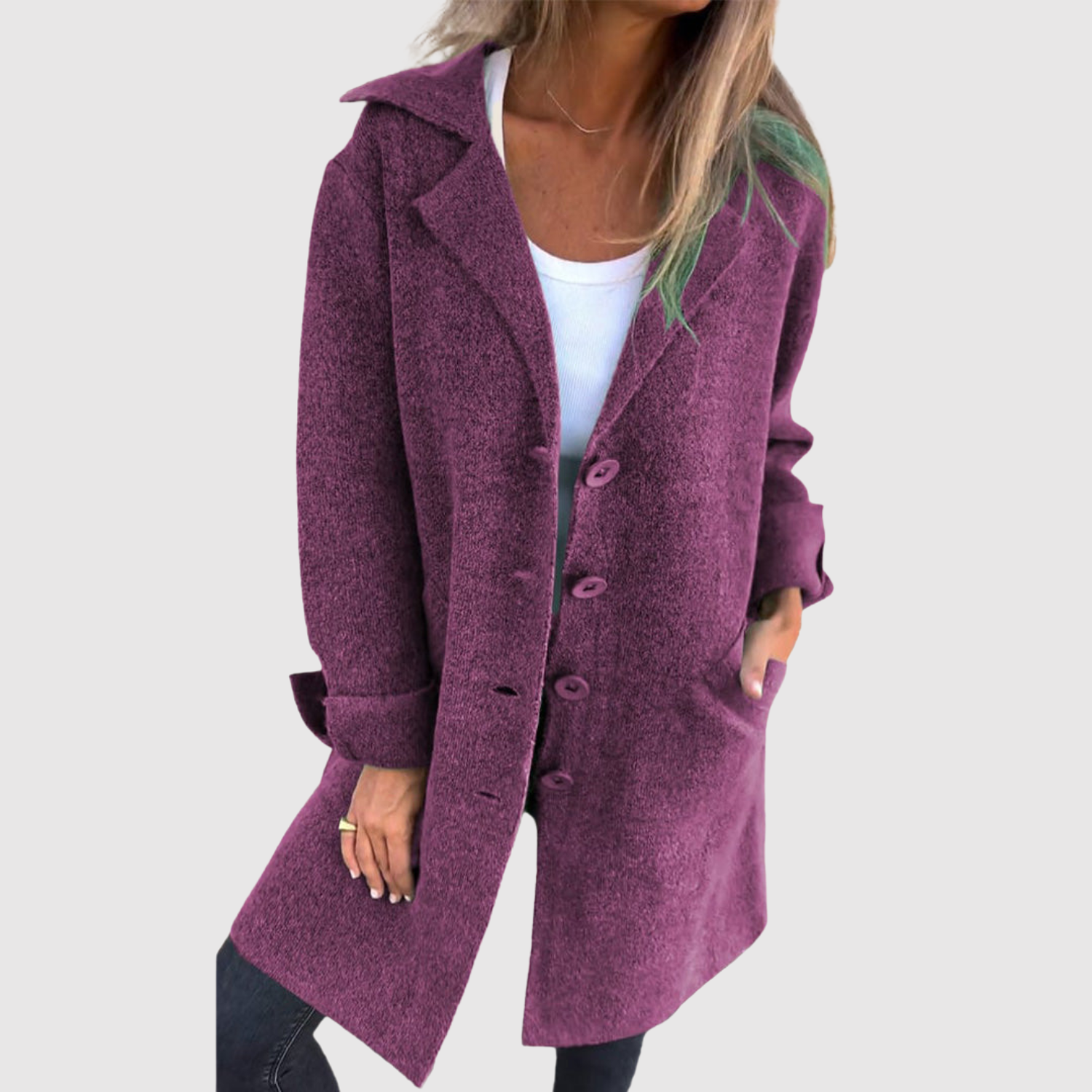 Jelena - Long manteau pour femmes avec des boutons