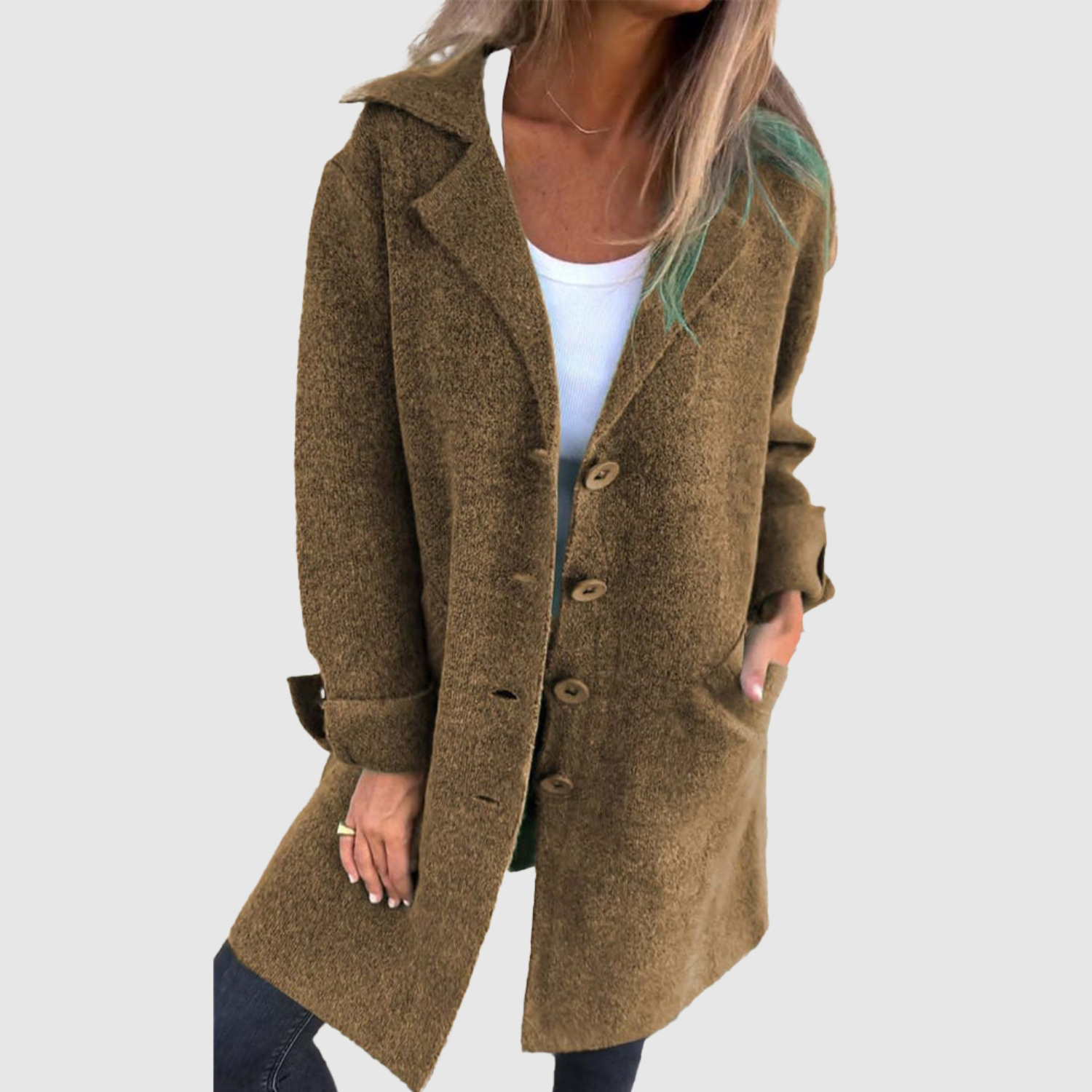 Jelena - Long manteau pour femmes avec des boutons
