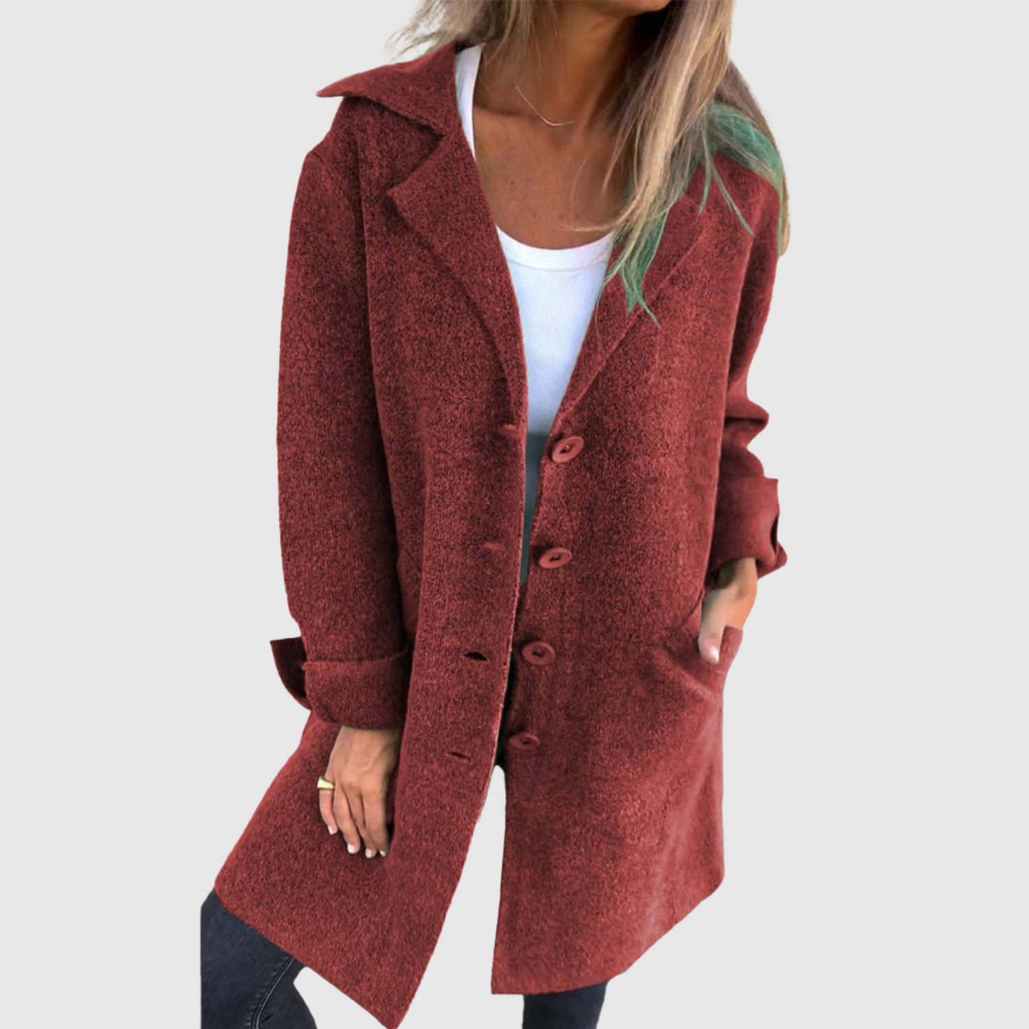 Jelena - Long manteau pour femmes avec des boutons