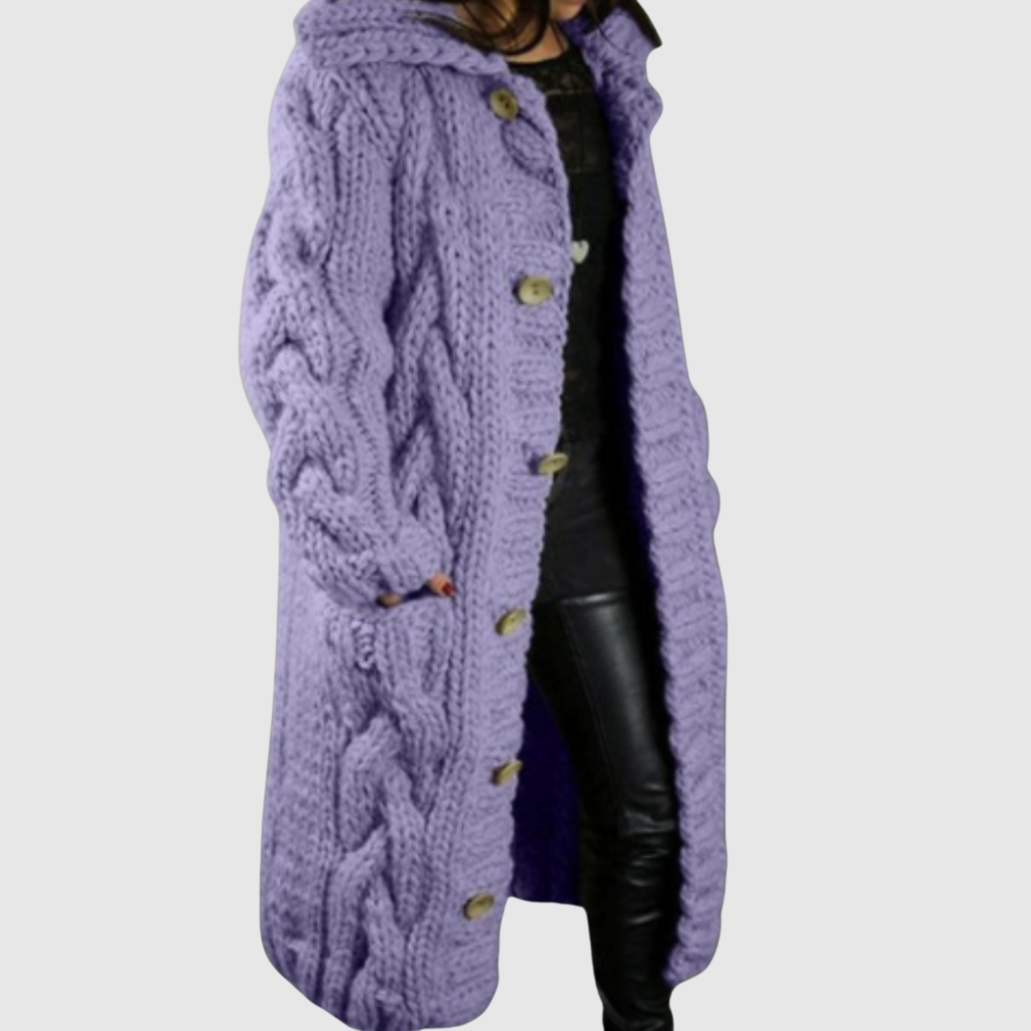 Jelena - Manteau long en tricot avec un relief moderne