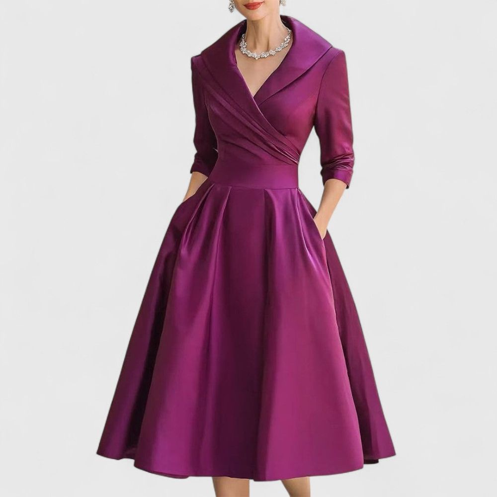 Zoé - Robe midi élégante avec décolleté en portefeuille