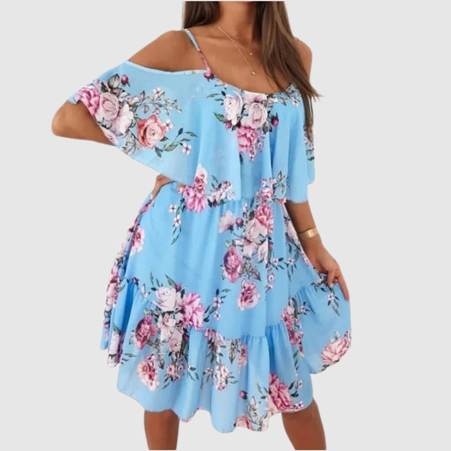 Léna – Robe sans bretelles à fleurs
