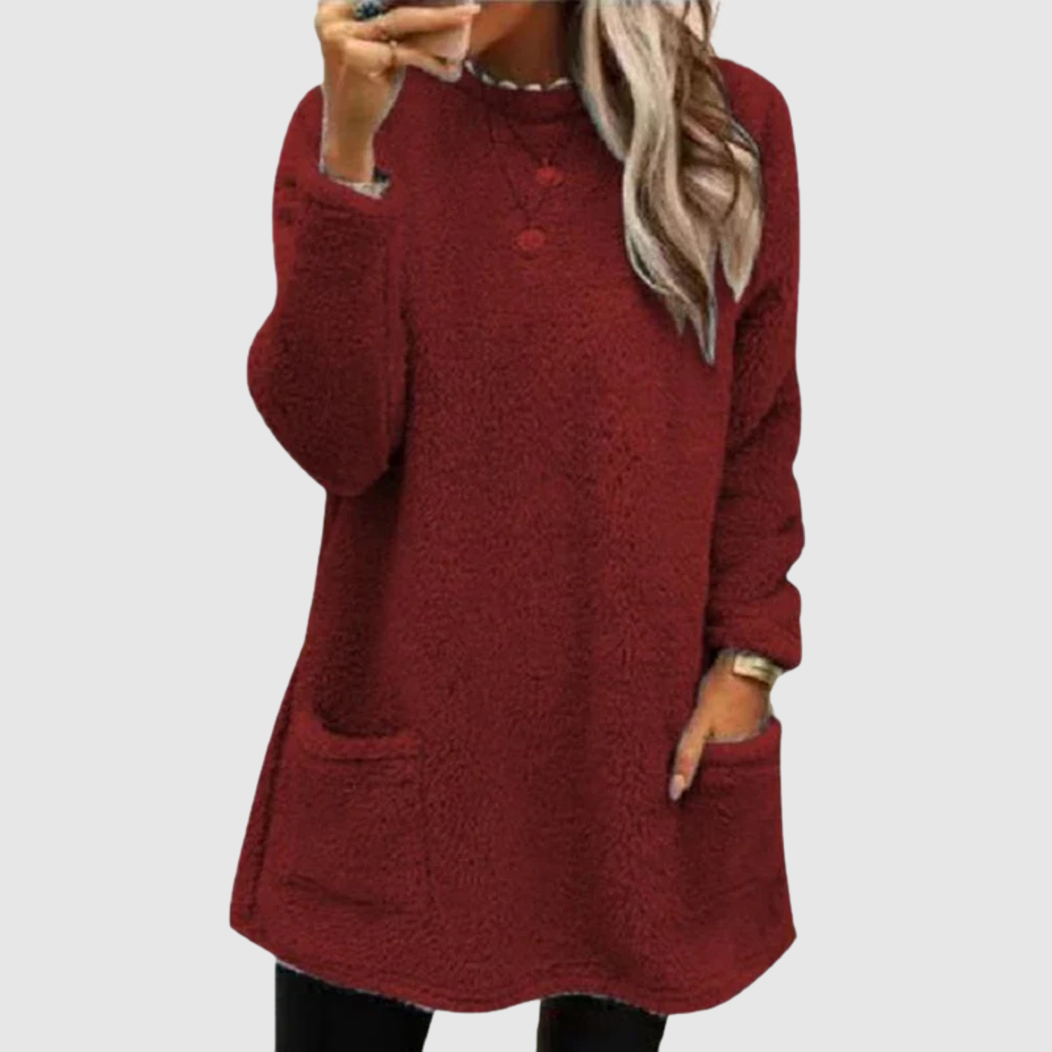 Nora – Sweat-shirt long en polaire douce
