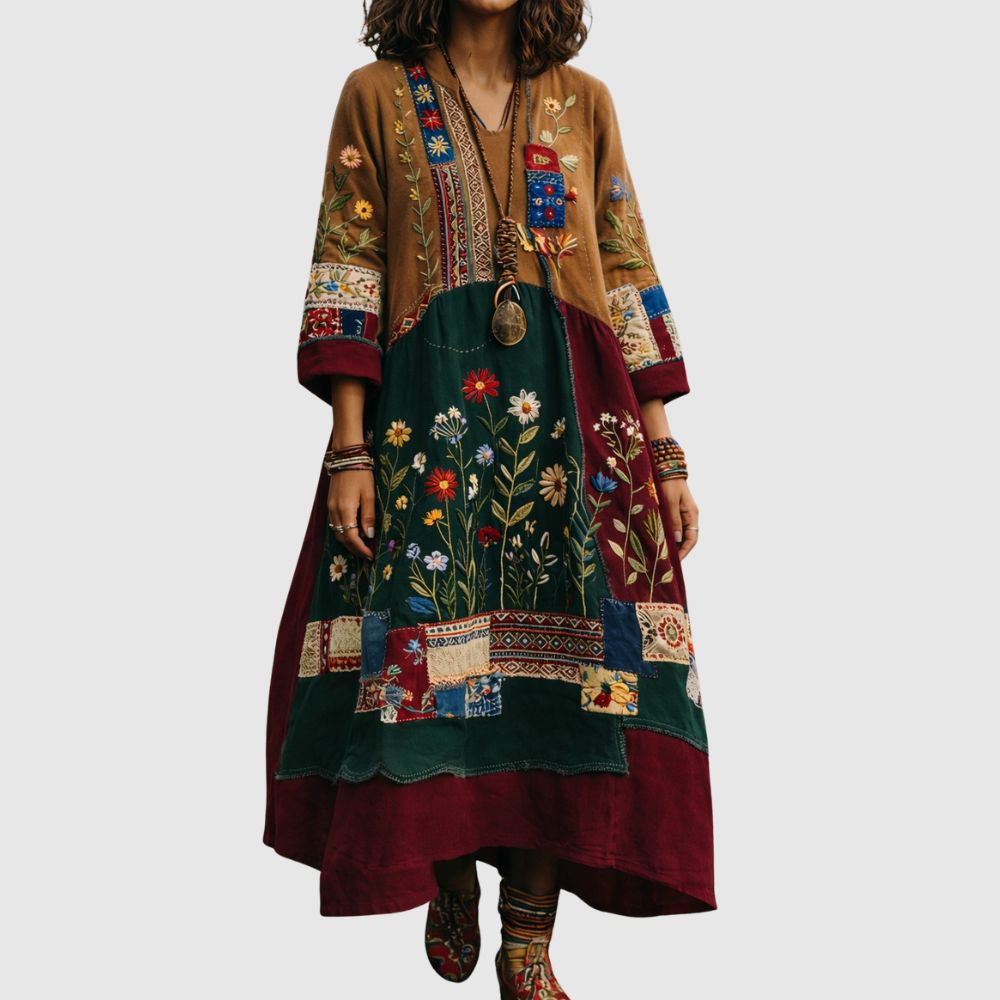 Zoé - Robe bohème à motifs artistiques