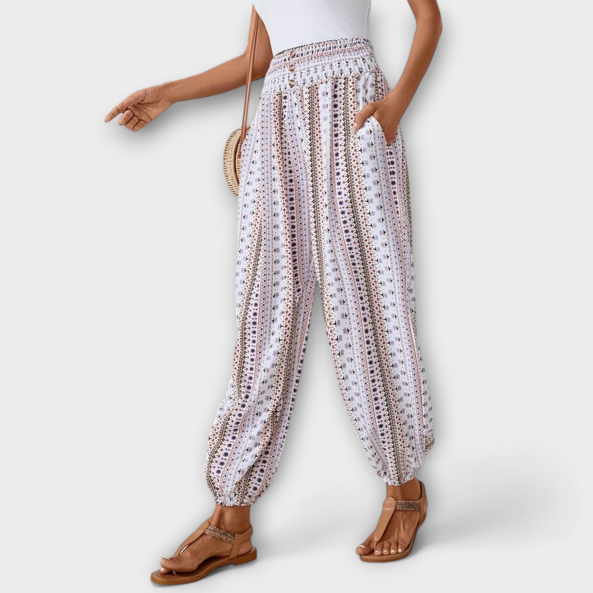 Mira - Pantalons ethniques avec imprimé graphique