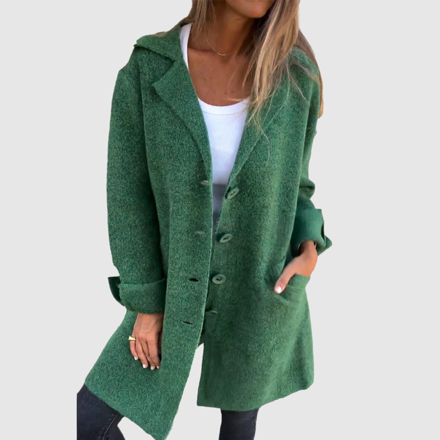 Jelena - Long manteau pour femmes avec des boutons
