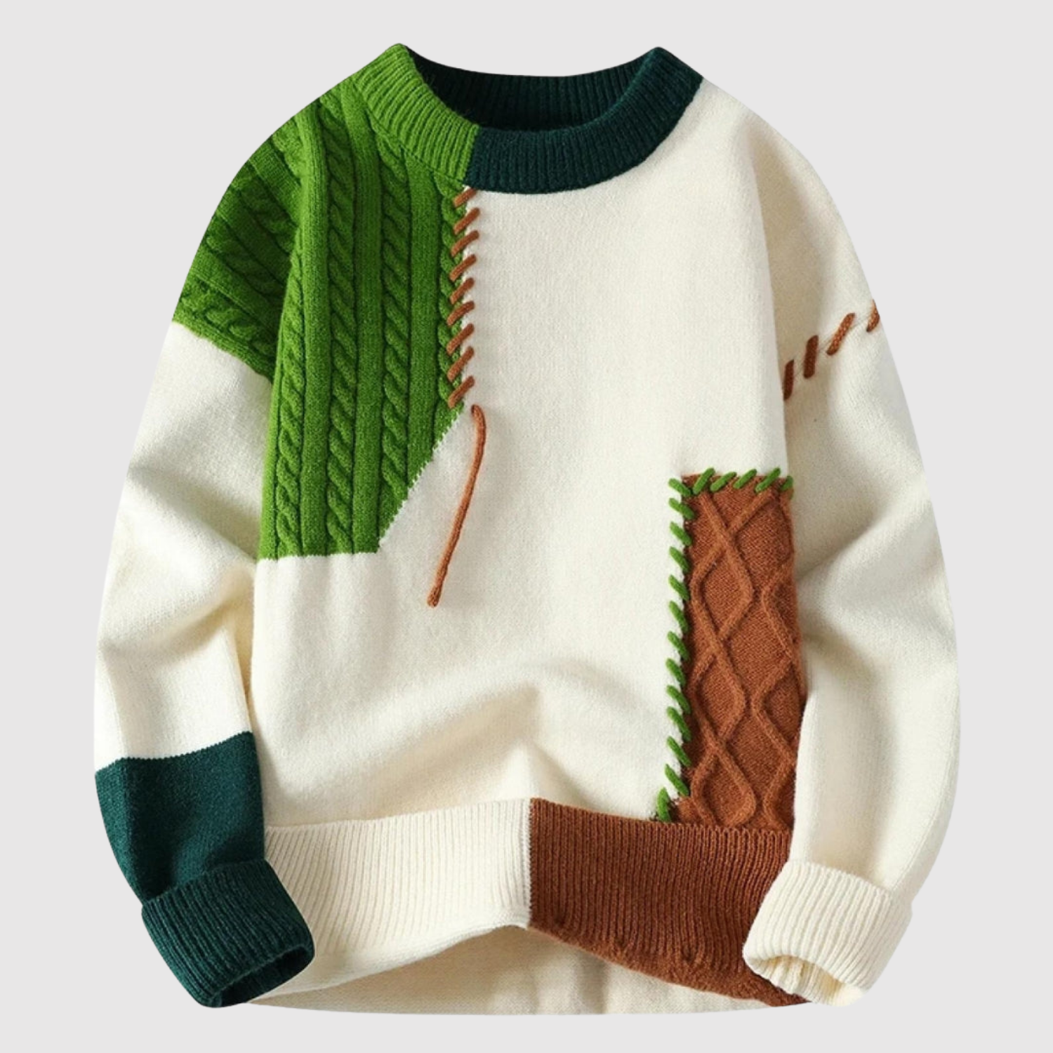 Daniel – Pull coloré avec des détails en patchwork