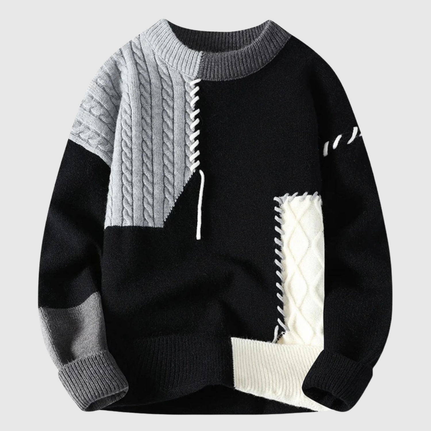 Daniel – Pull coloré avec des détails en patchwork