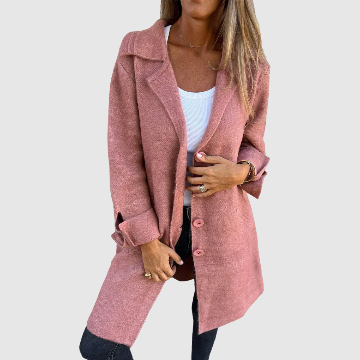 Jelena - Long manteau pour femmes avec des boutons