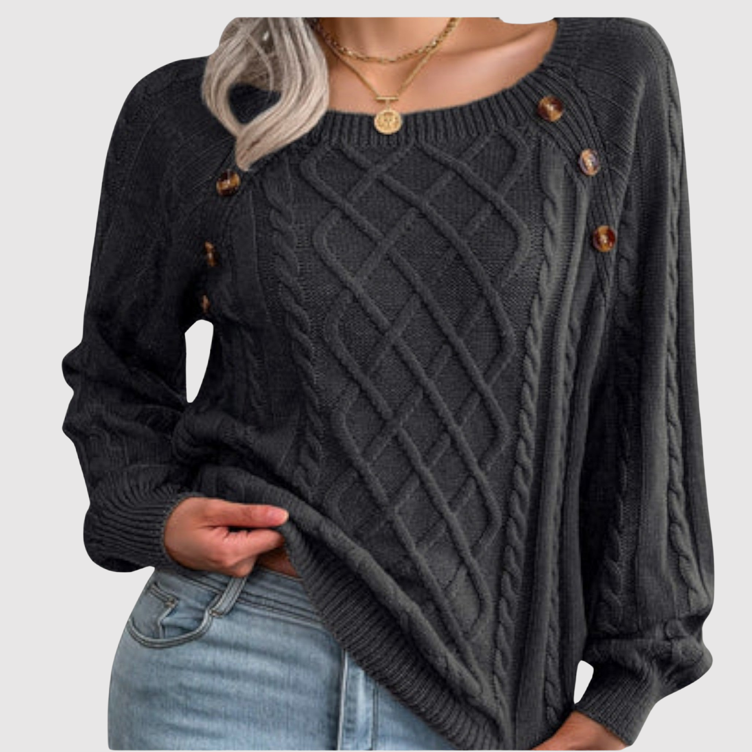 Nora – Pull avec des boutons décoratifs