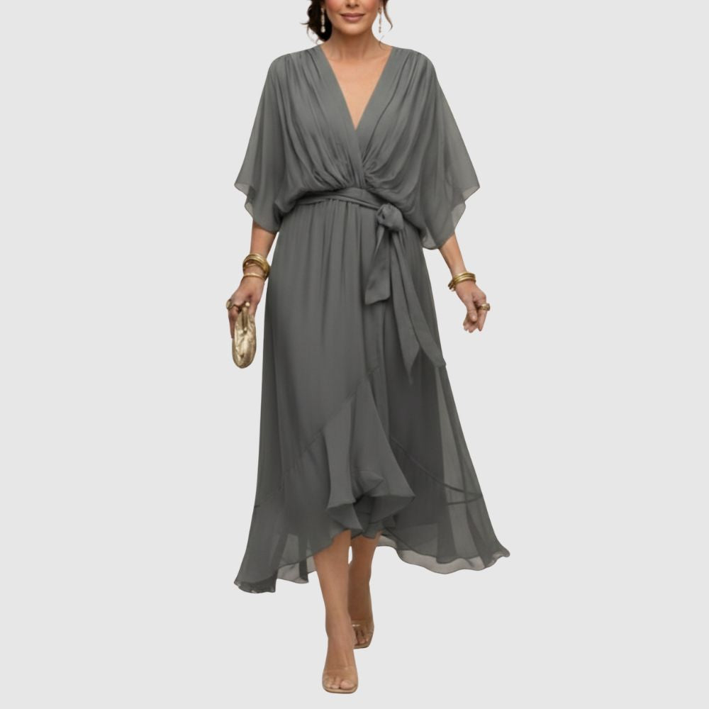 Zoé - Robe portefeuille midi légère