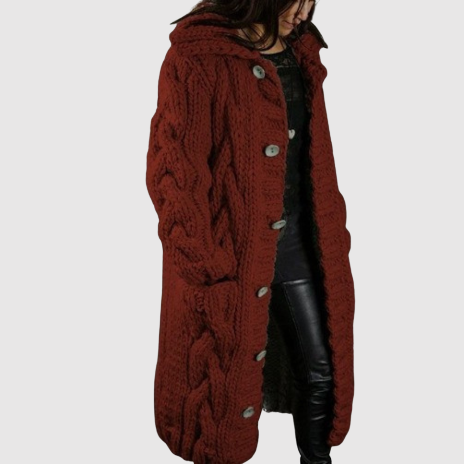 Jelena - Manteau long en tricot avec un relief moderne