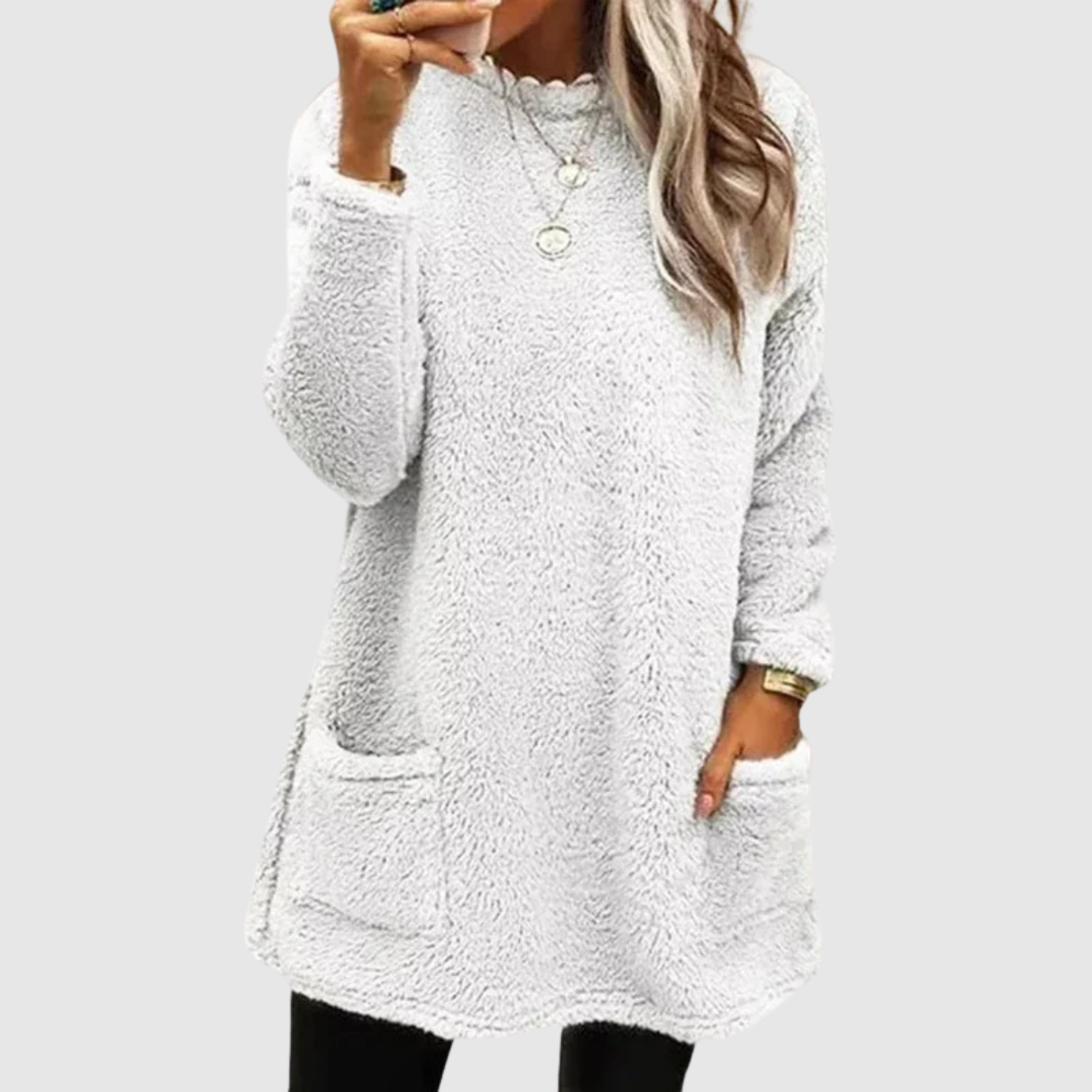 Nora – Sweat-shirt long en polaire douce