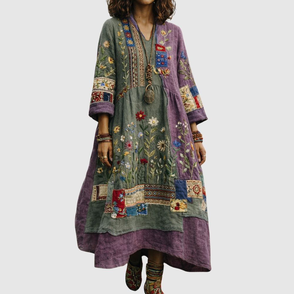Zoé - Robe bohème à motifs artistiques