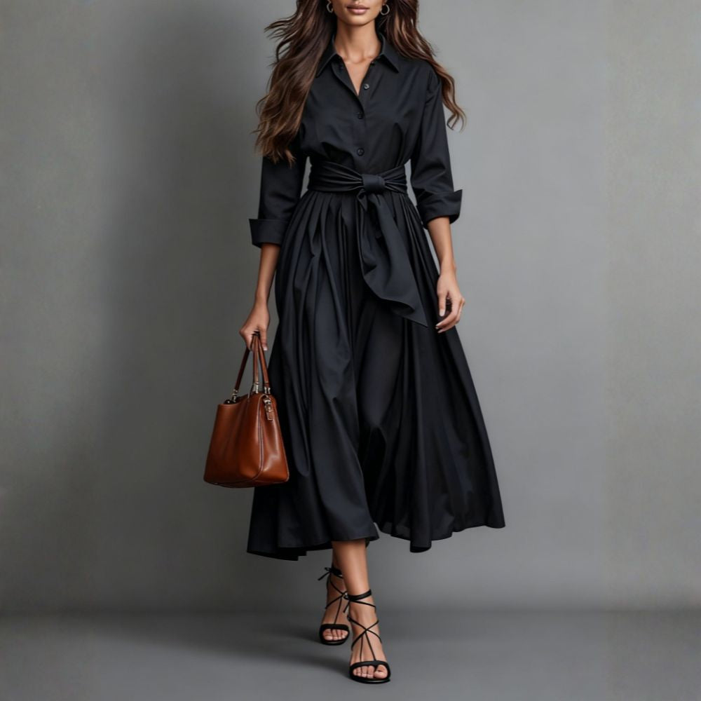 Natalie- Robe chemise élégante avec ceinture à la taille