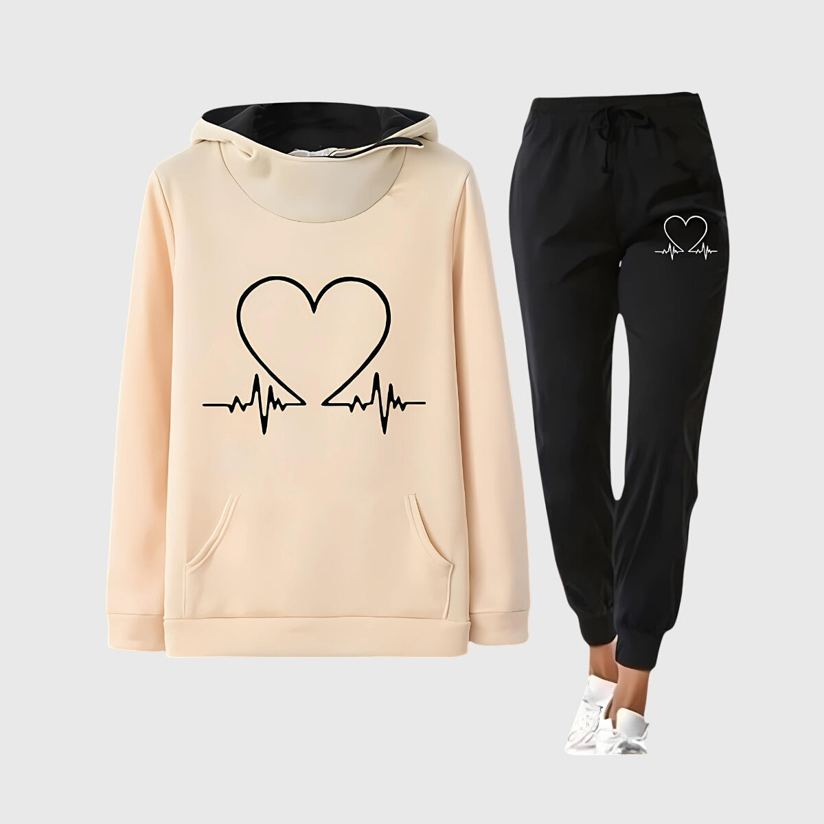 Inès - Ensemble de sport pour femme avec imprimé cœur