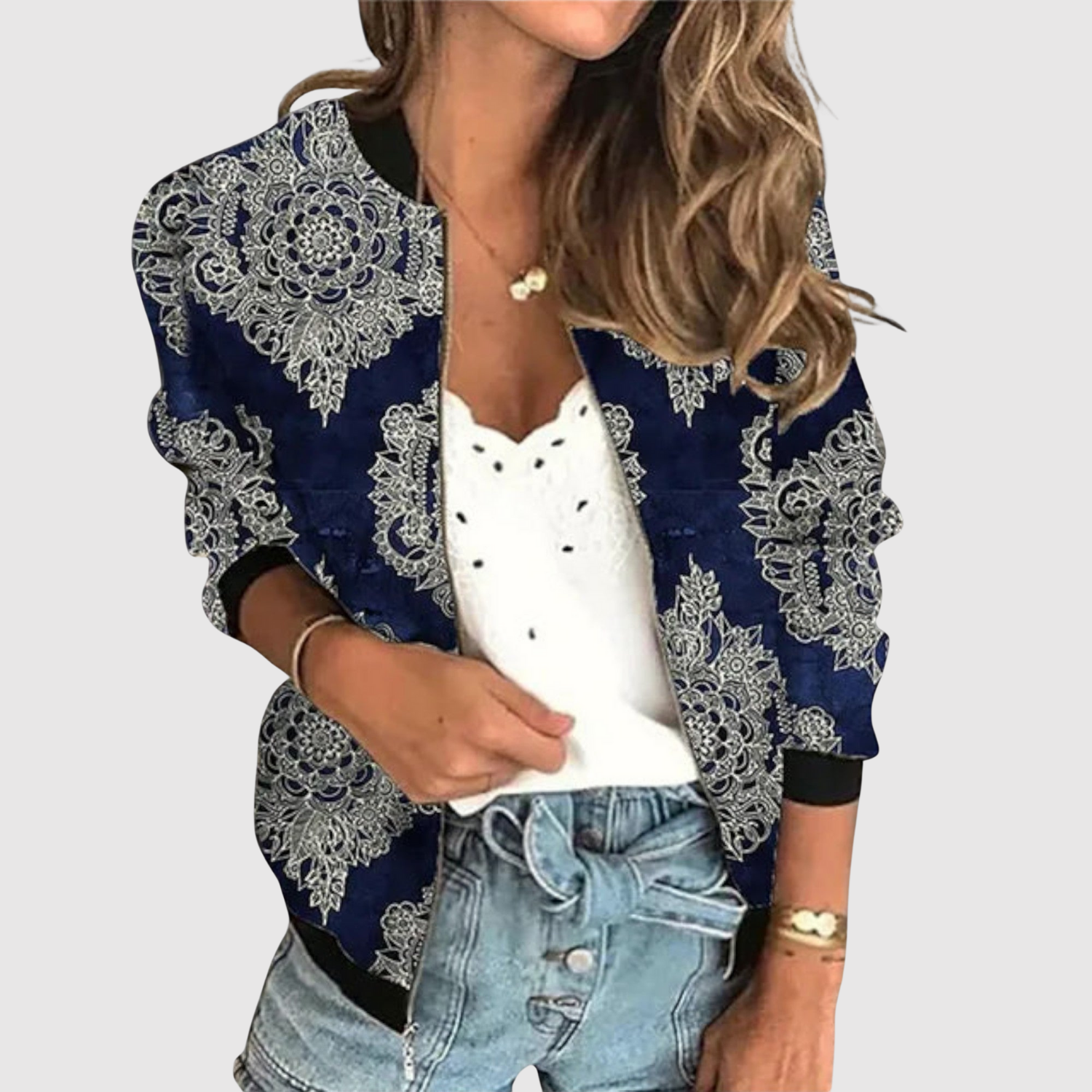 Silvie – Veste bomber avec imprimé et sequins