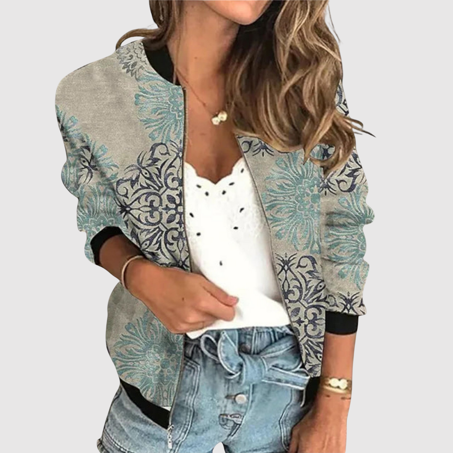 Silvie – Veste bomber avec imprimé et sequins