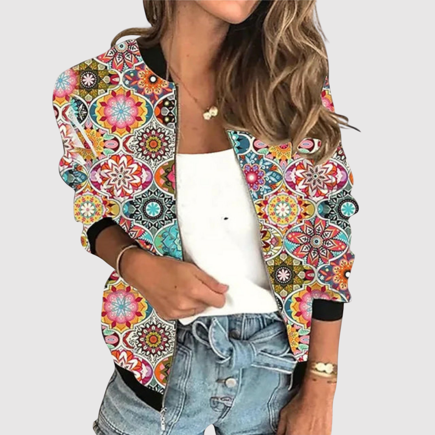 Silvie – Veste bomber avec imprimé et sequins