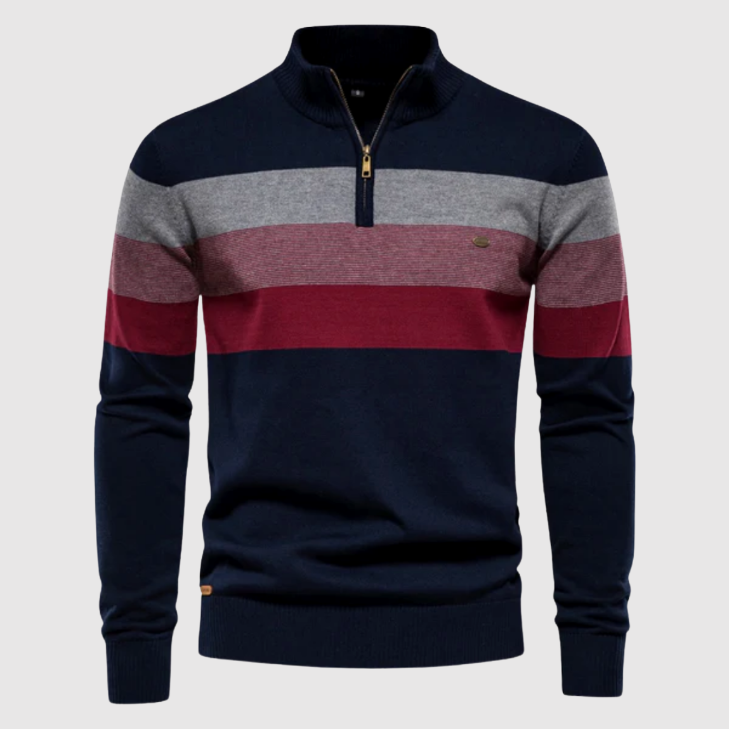 Daniel – Pull à col zippé et larges bandes
