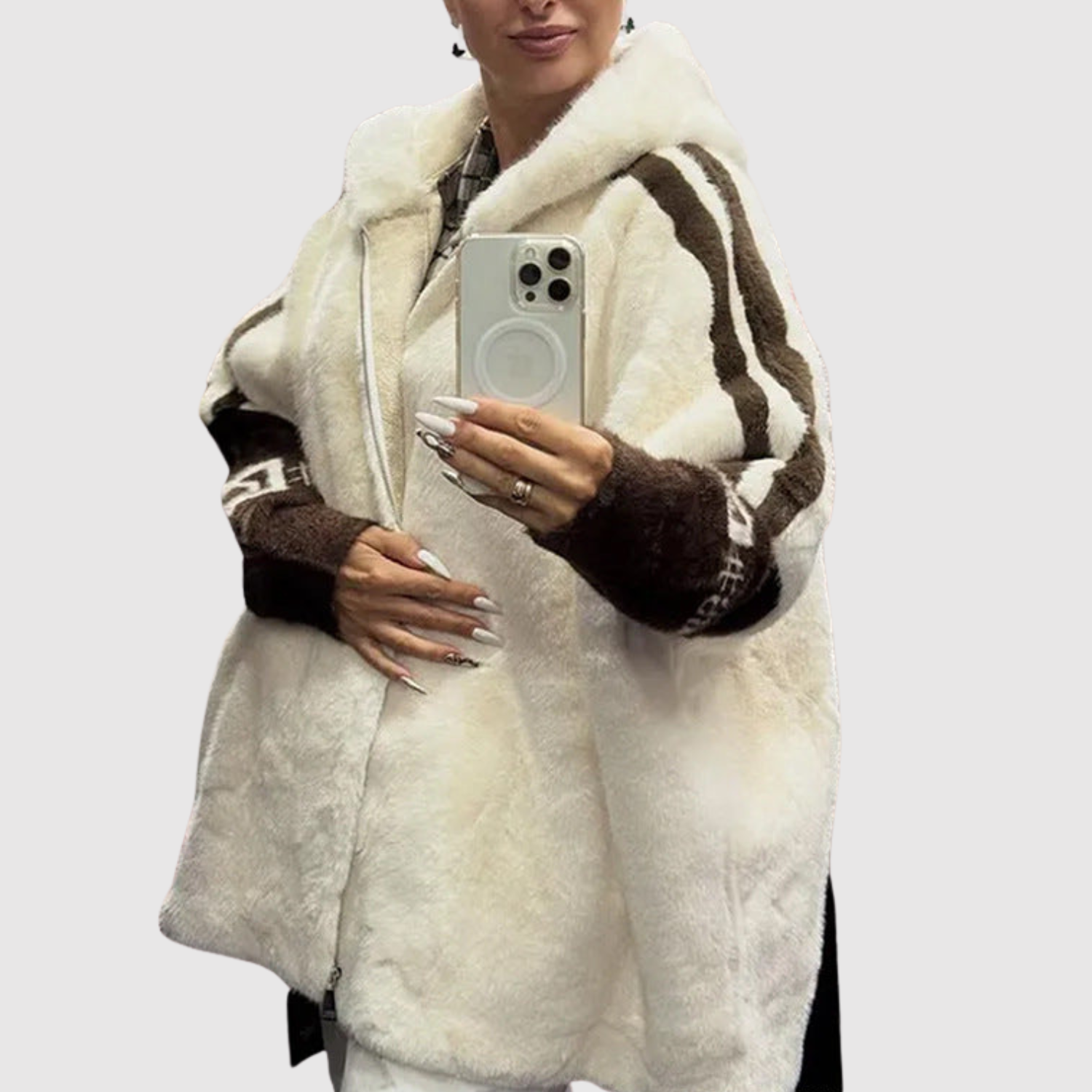 Jelena – Manteau de luxe avec capuche et accent moderne