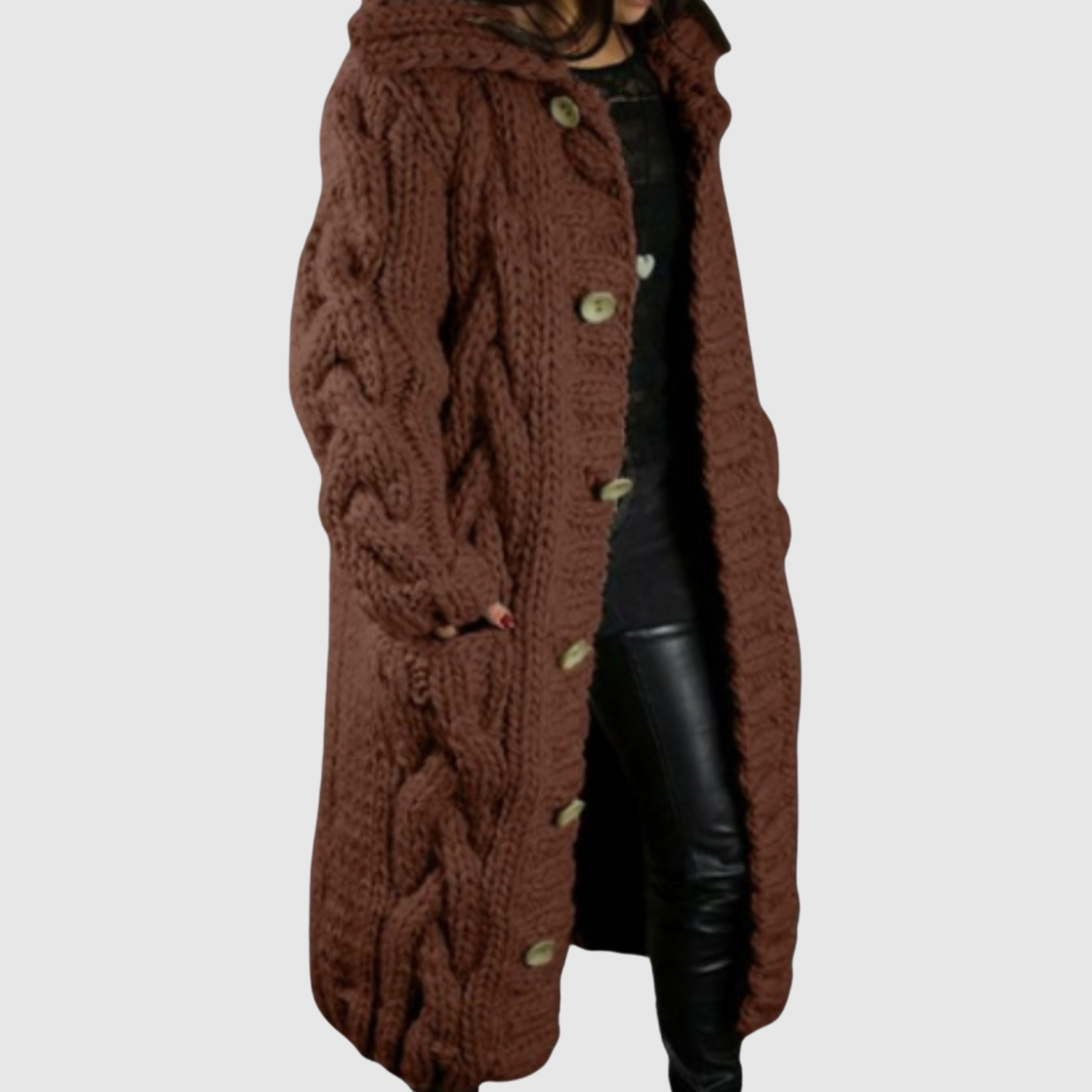Jelena - Manteau long en tricot avec un relief moderne