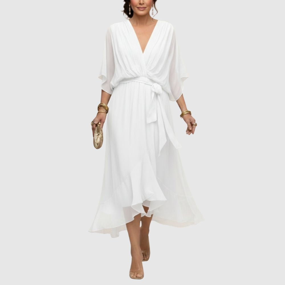 Zoé - Robe portefeuille midi légère