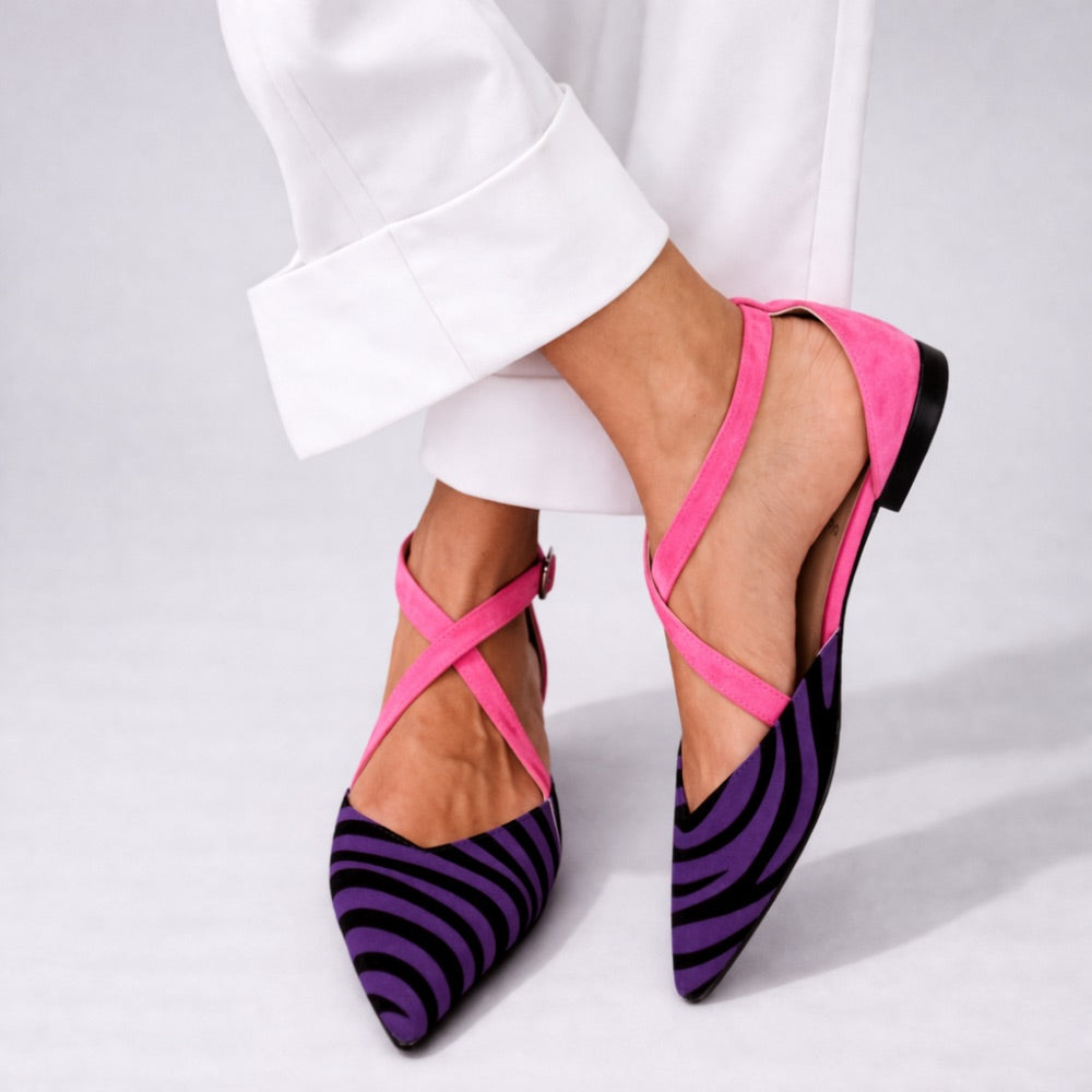 Magdalena – Escarpins slingback pour femmes en zèbre