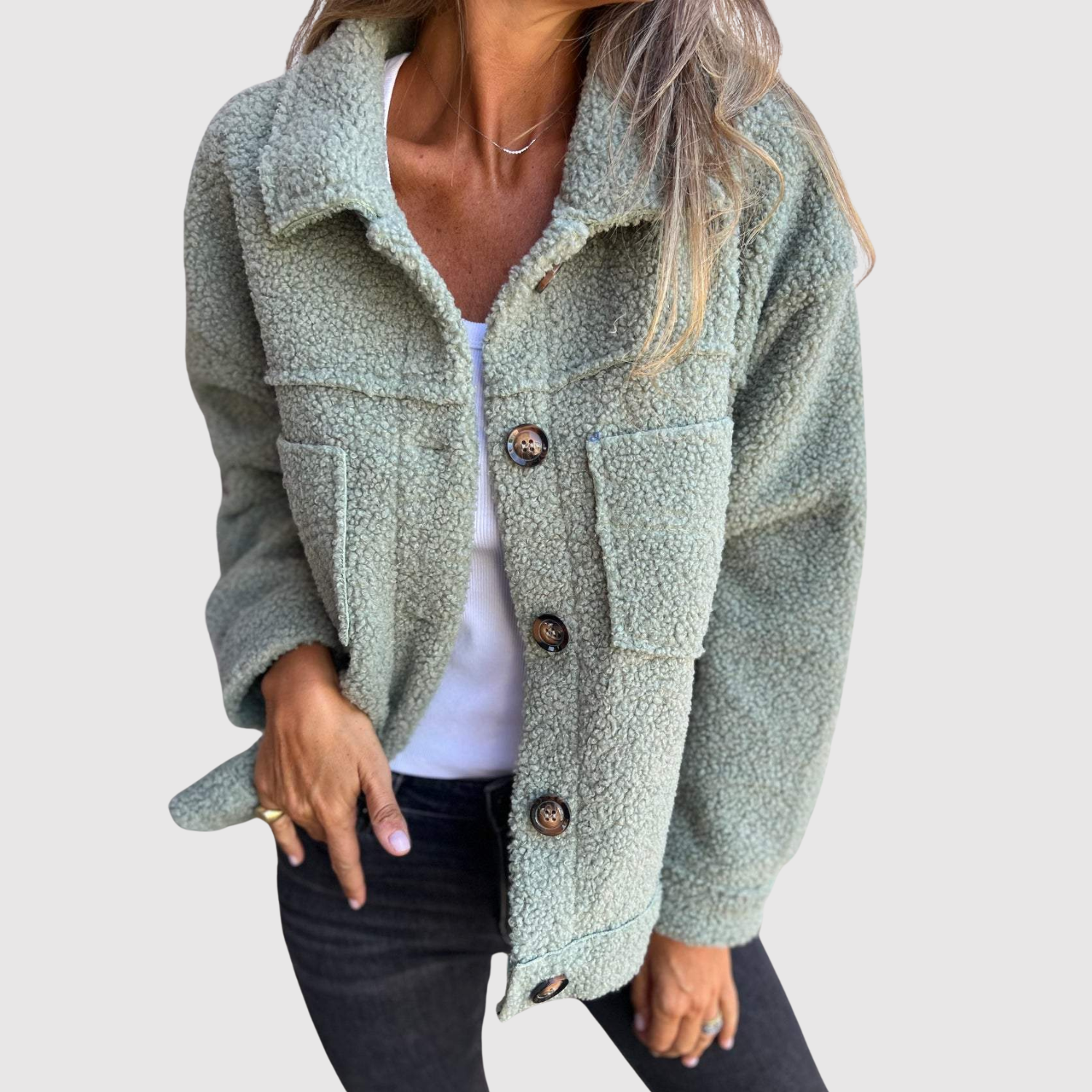 Elena - Veste teddy pour femmes avec poches et boutons