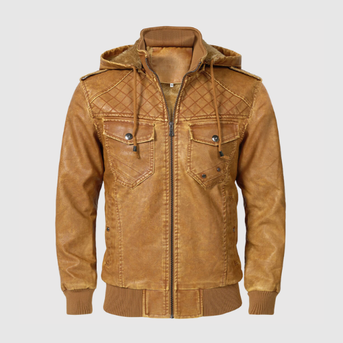 Dorian – Veste en cuir de luxe avec capuche amovible