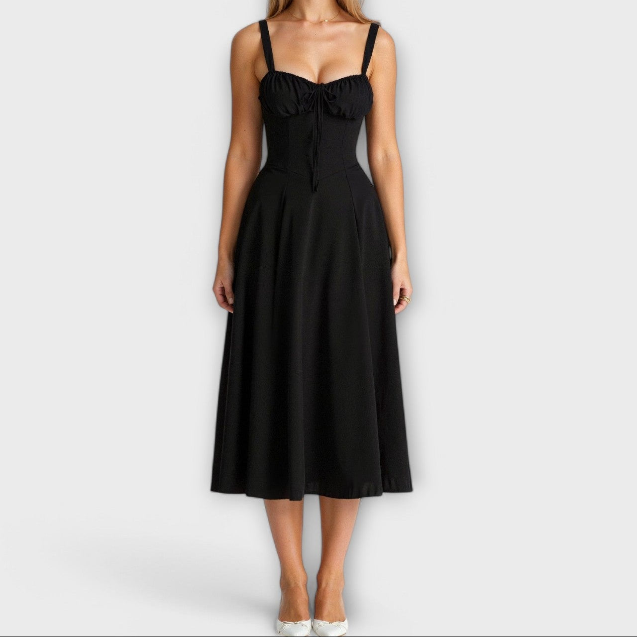 Léna - Robe midi avec des détails de corset