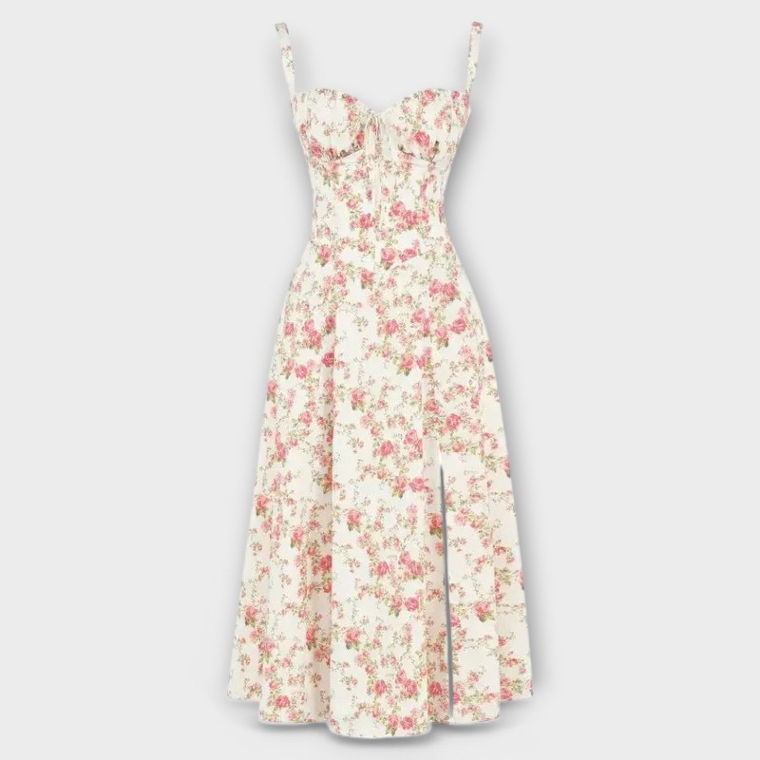 Léna - Robe midi avec des détails de corset